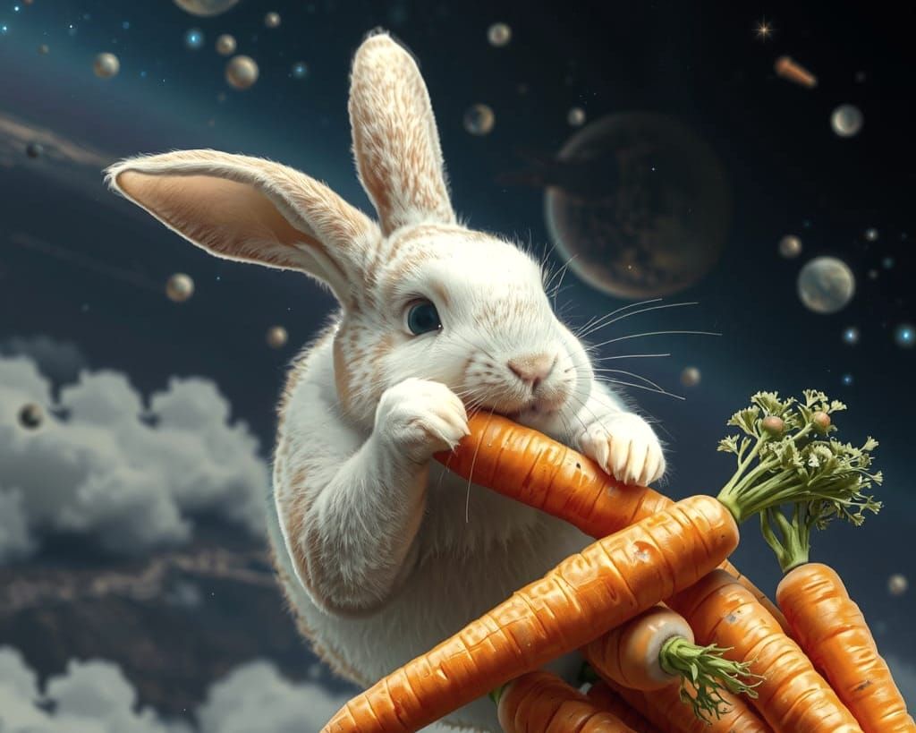 Bunny in Space with Cosmic Carrots