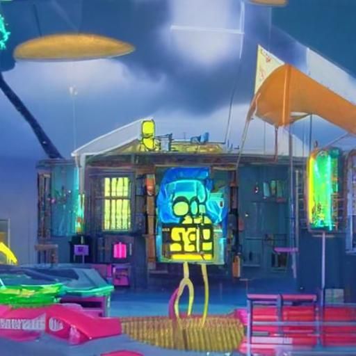 Cyberpunk Squidward in Clockroom with Rainbow Flag