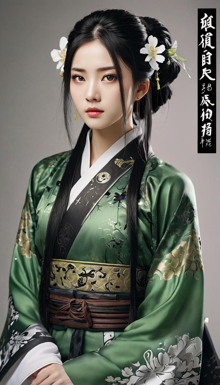 1 girl, heroine, handsome, splashed ink, Chinese armor, (upp...