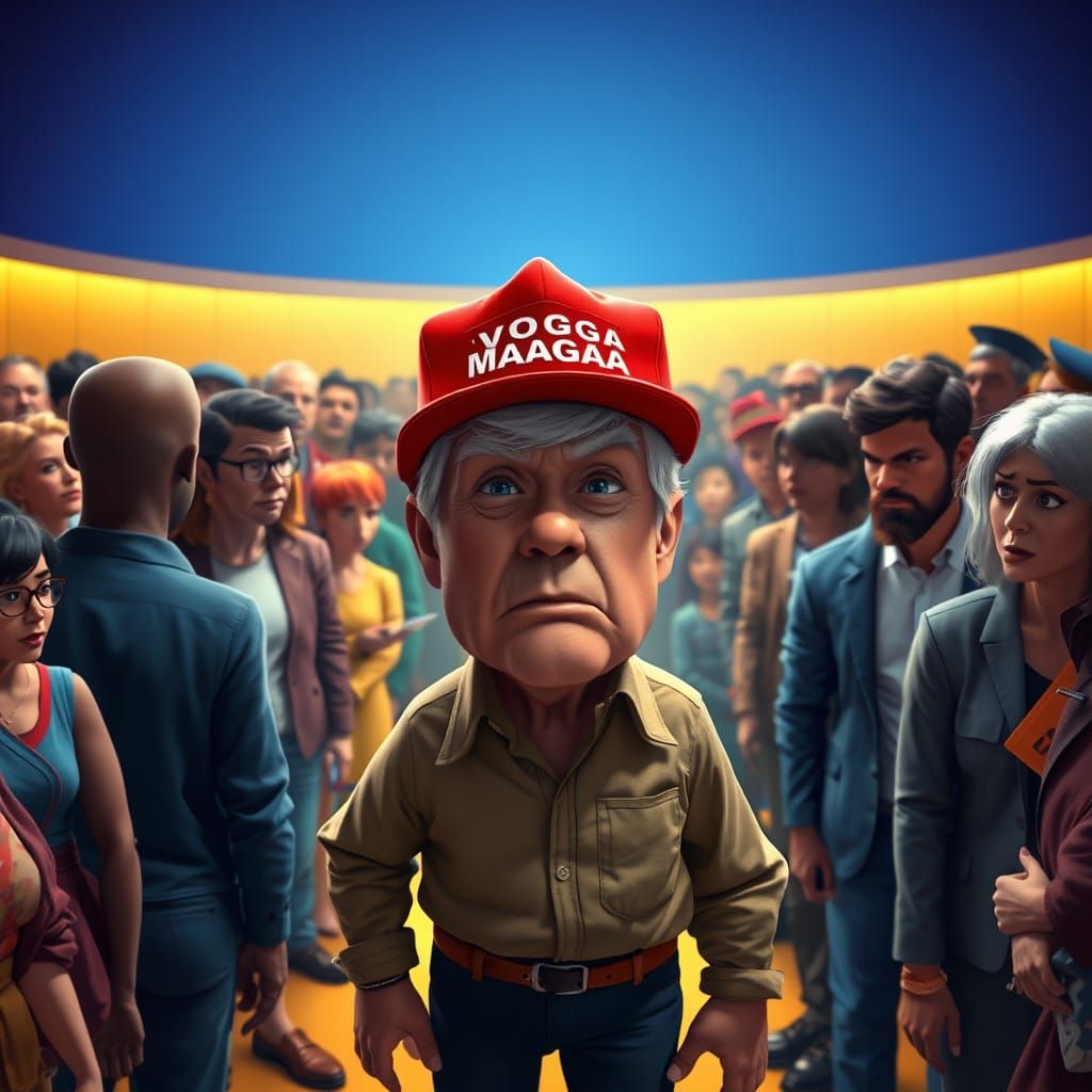 Confrontational MAGA Voter in a Room of Unease