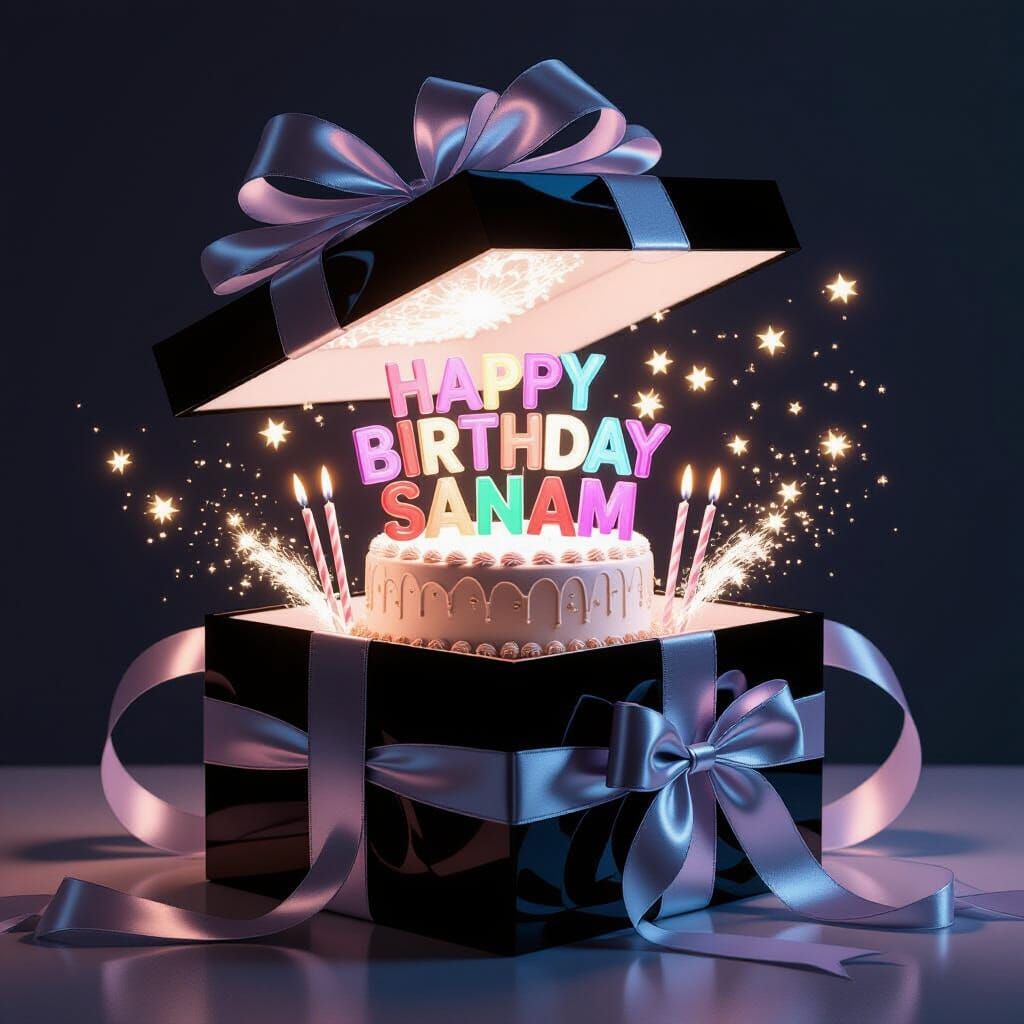 Luxurious Birthday Gift Box in 3D Rendering