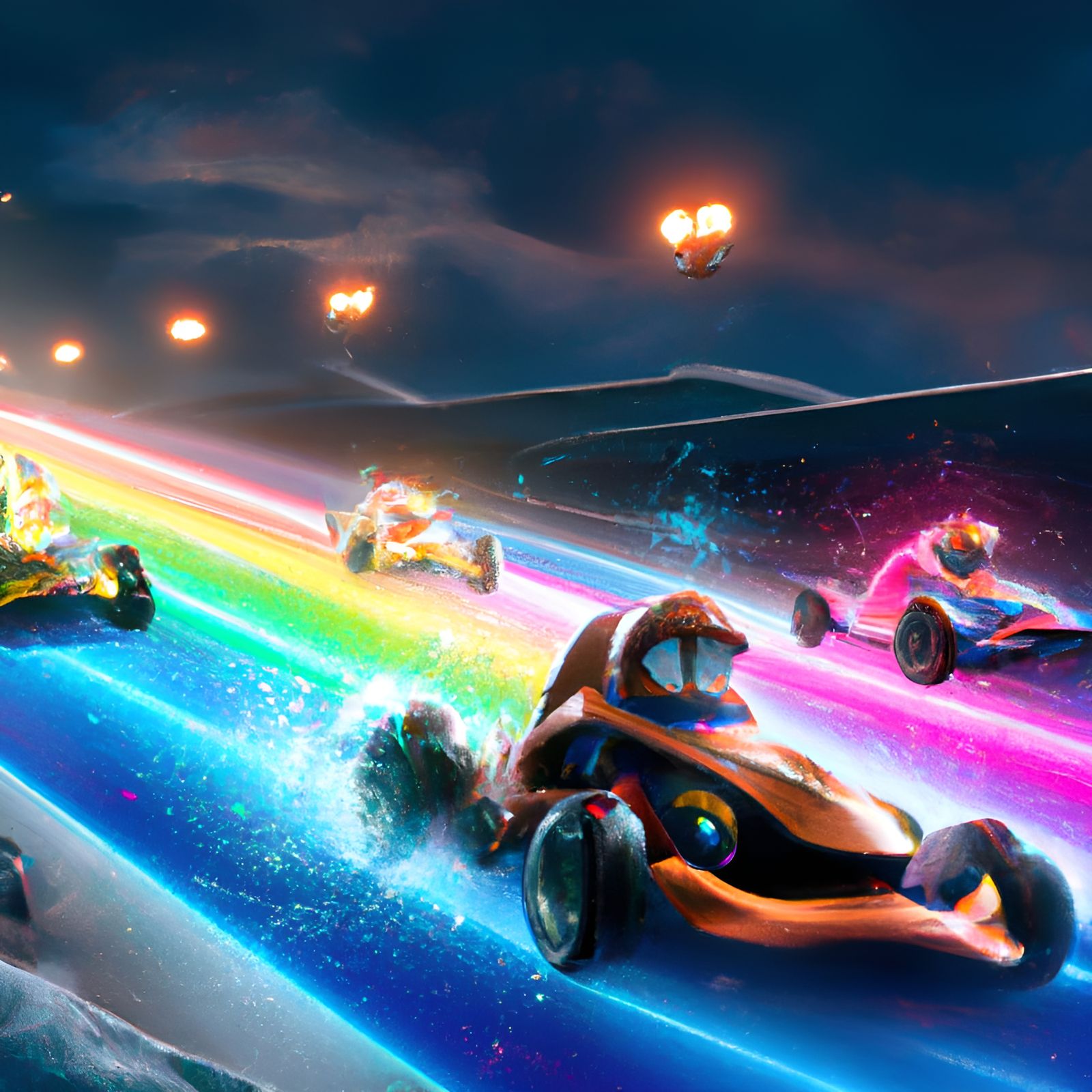 Mario Kart Rainbow Road Concept Art in 8k