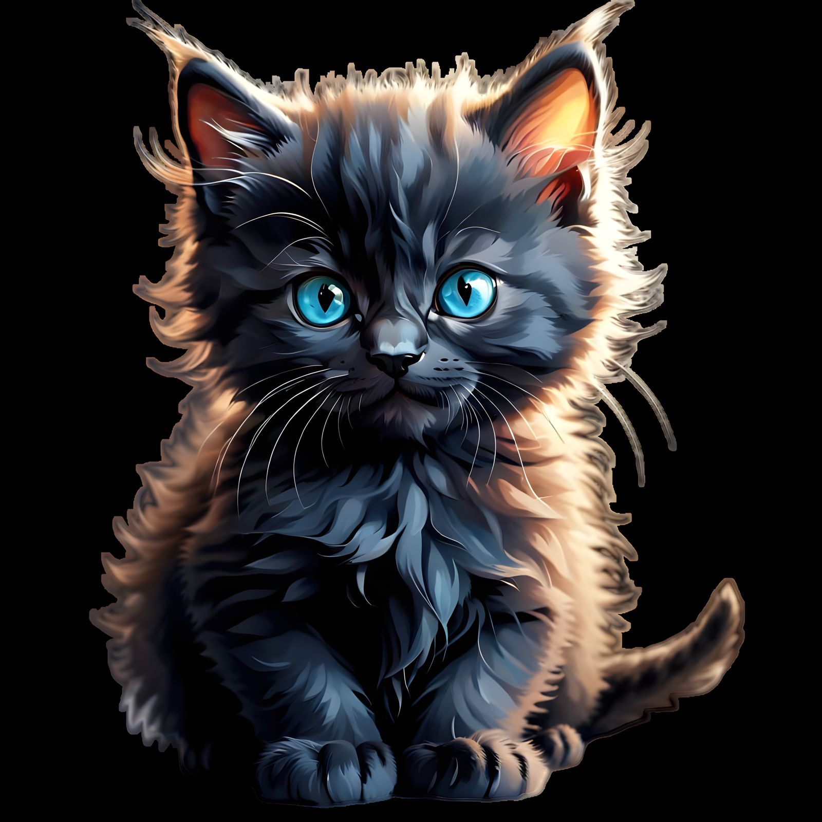 Vibrant Kitten in Whimsical Art
