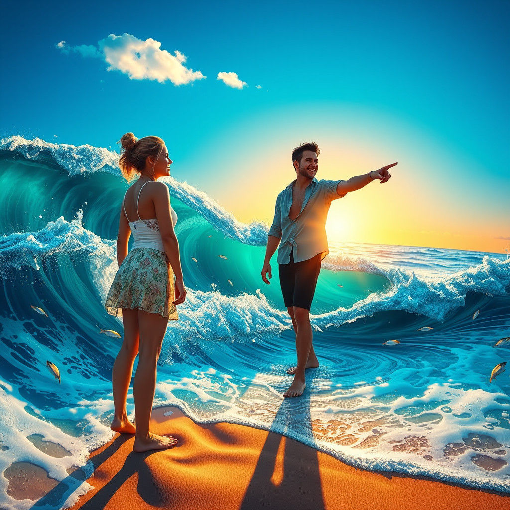 Dreamy Malibu Sunset with Fantasy Foliage