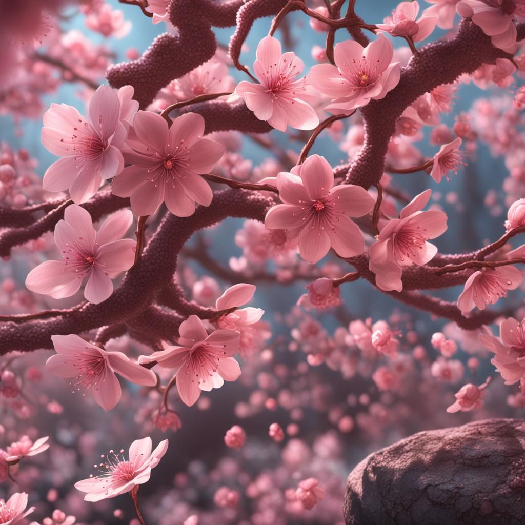 Sakura, Pink Heart, and Flower Still Life