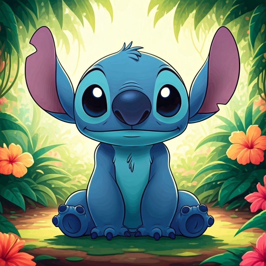 Adorable Stitch in Anime Key Visual Style