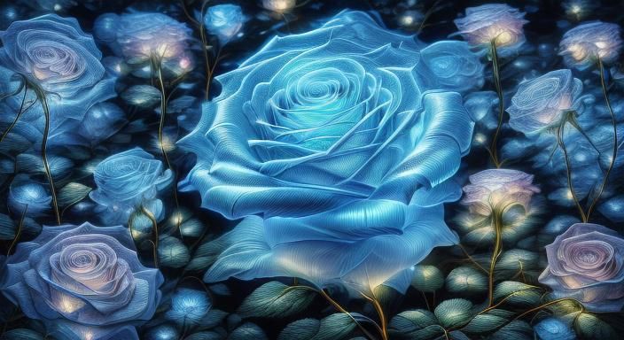 Chemiluminescent Roses Macro Photo with X-Ray Details