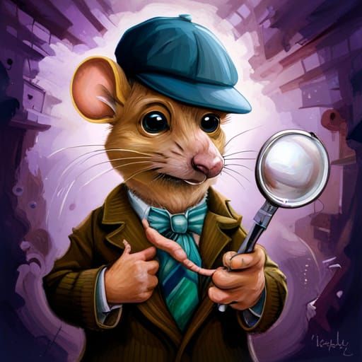 Mouse as Sherlock Holmes in Graffiti Art