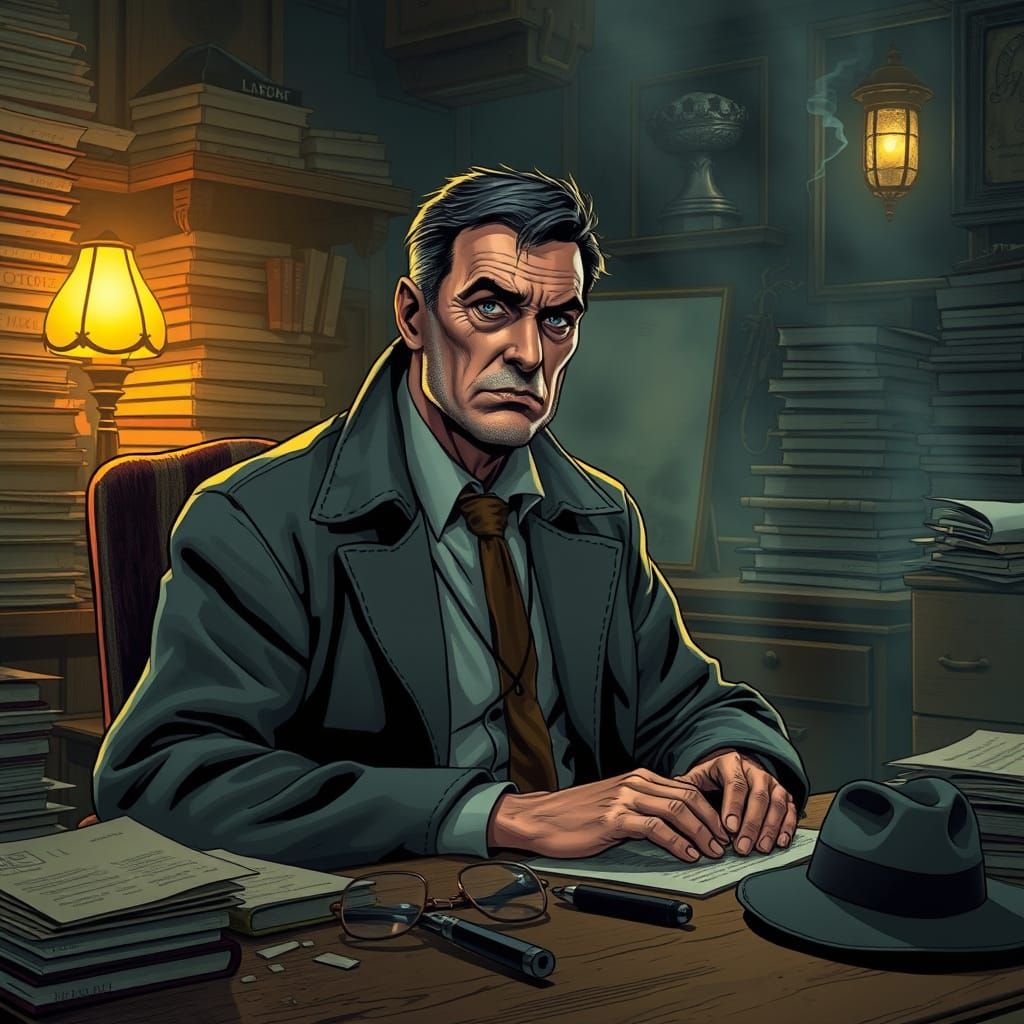 Gritty Detective in Film Noir Style