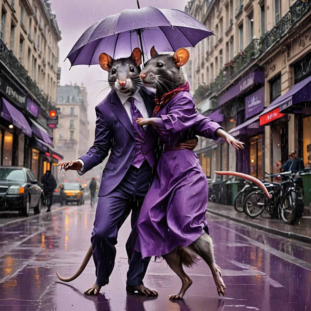 Rats Dancing Tango in Paris: Pop Art Screen Print