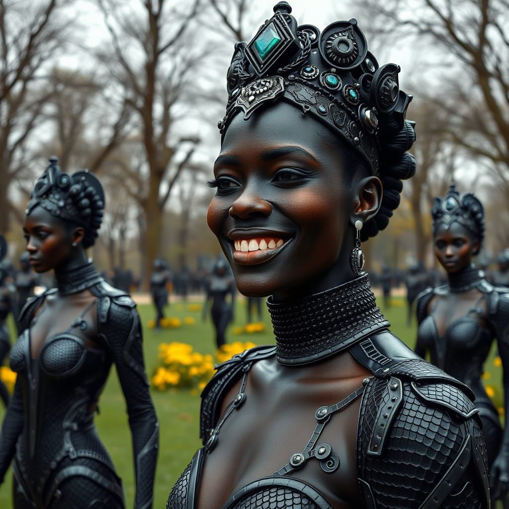 Futuristic Land Art Featuring Woman in Central Park