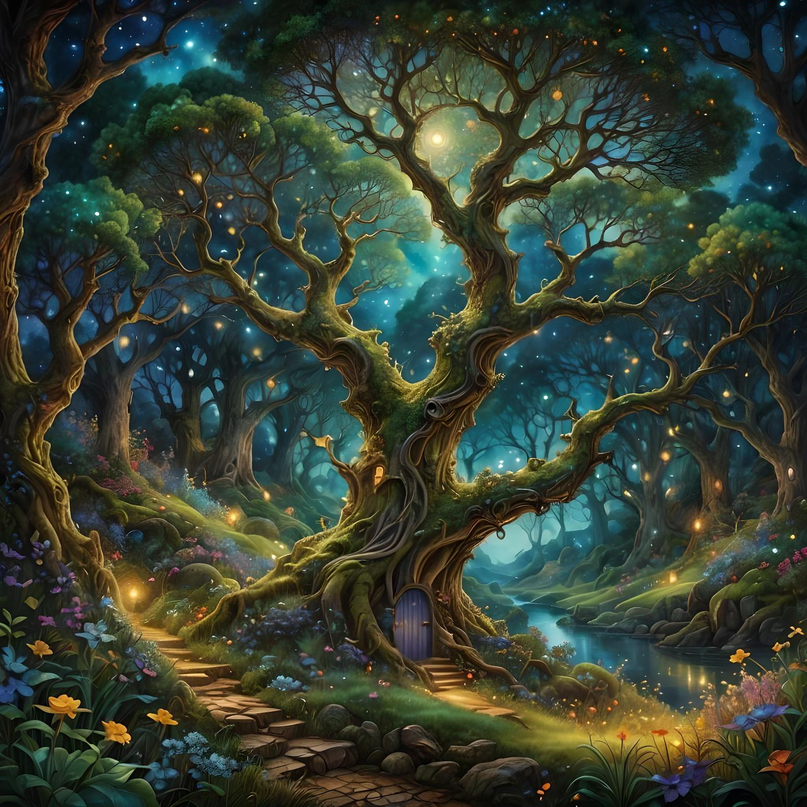 Fairy Door in Dreamlike Fantasy Landscape
