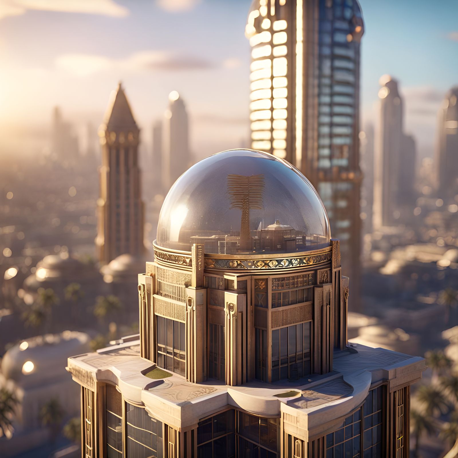 Decopunk Skyscraper with Art Deco Elements