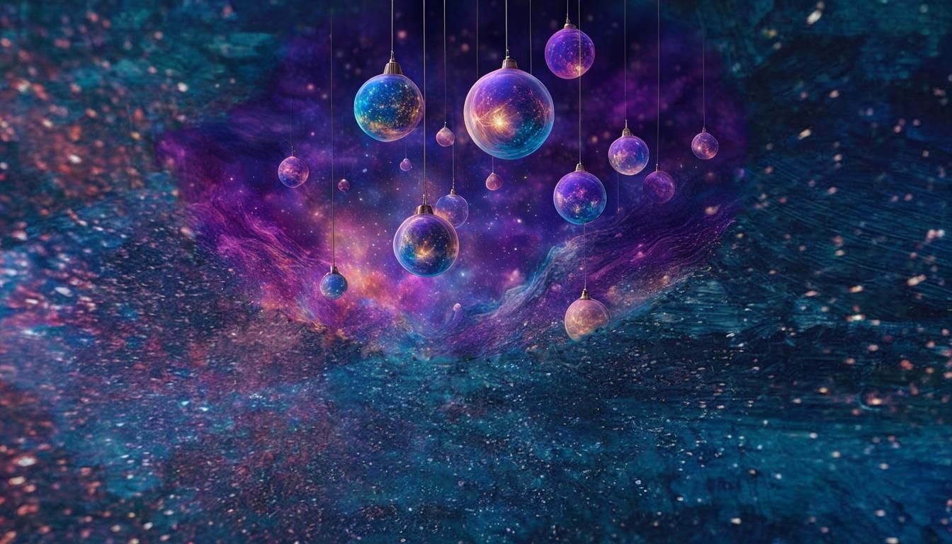 Golden Light Bulbs in Astral Sky