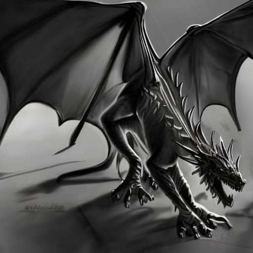 Fantasy Dragon Pencil Sketch Concept Art