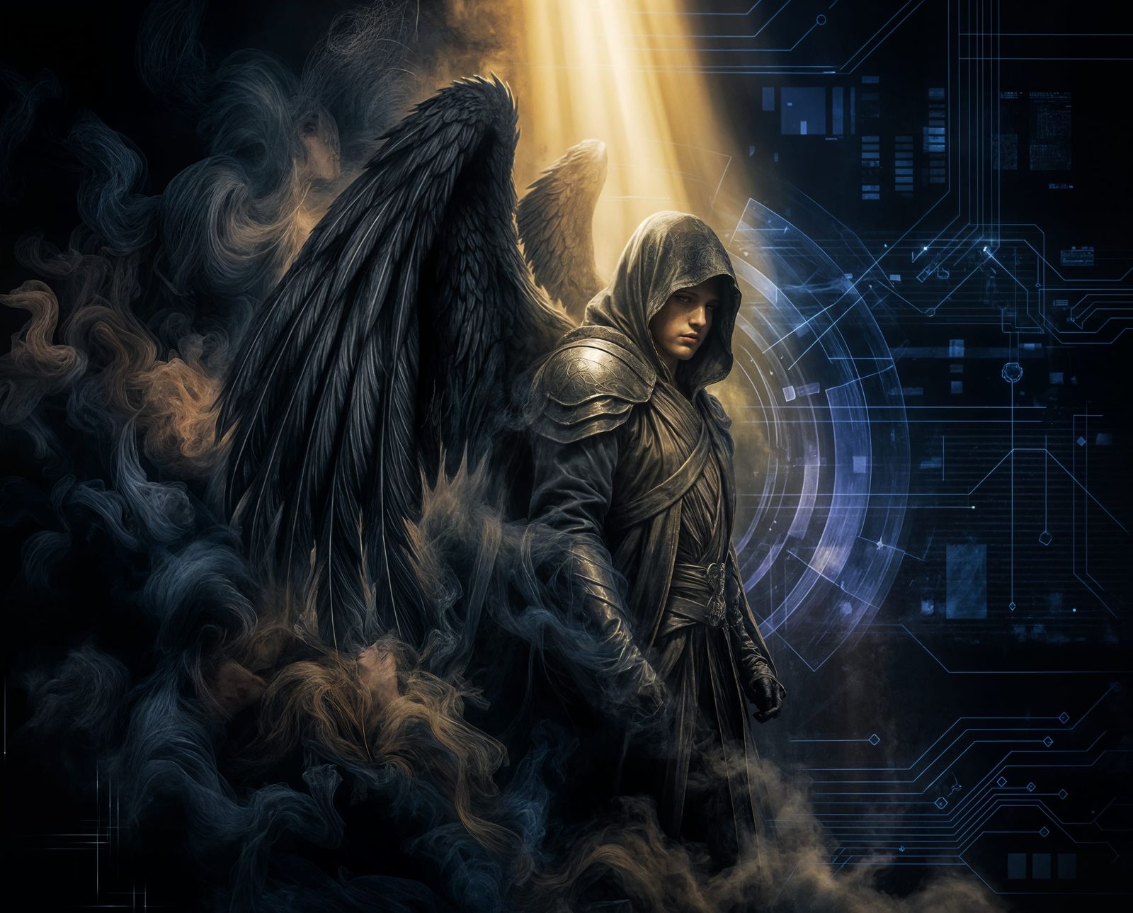 Ethereal Angel of Death in Digital Void