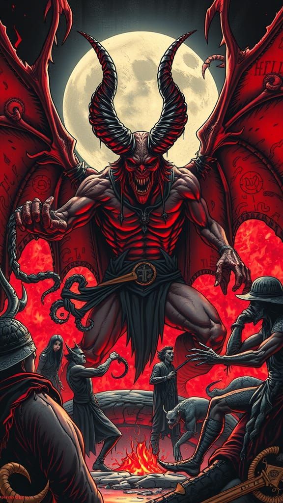 Nightmarish Hell Symbols Engraved in Romanesque Horror Style