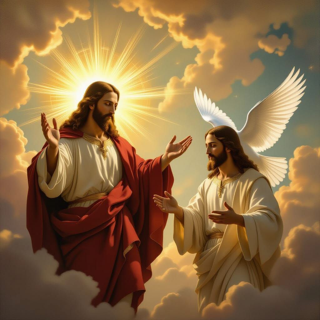 Divine Trinity: God, Jesus, and Holy Spirit in Baroque Style