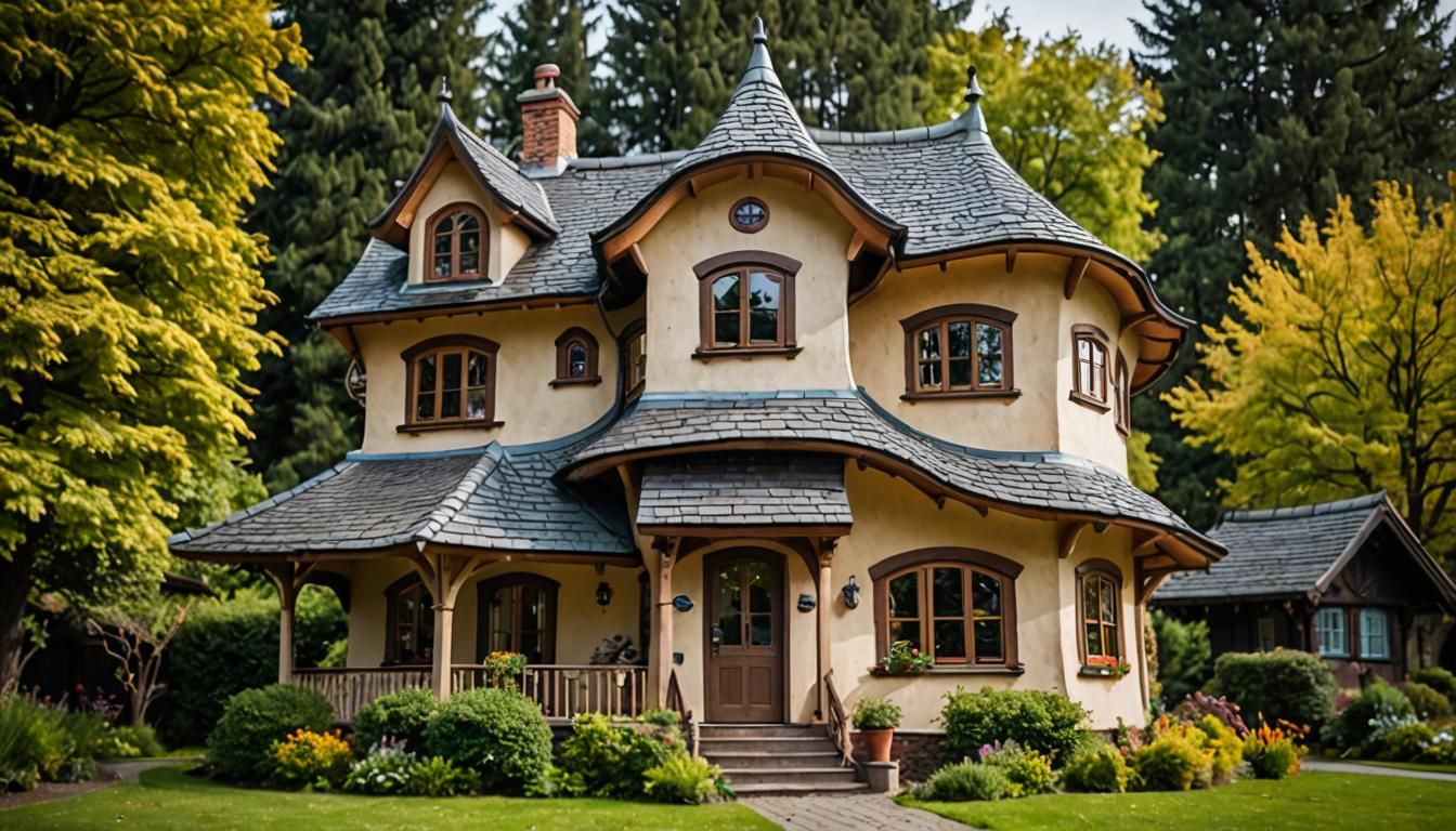 Strange Crooked House in Professional Photography Style