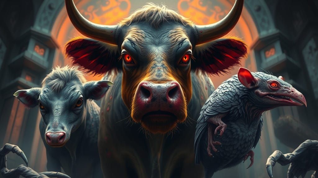 Diseased Creatures in a Foreboding Landscape