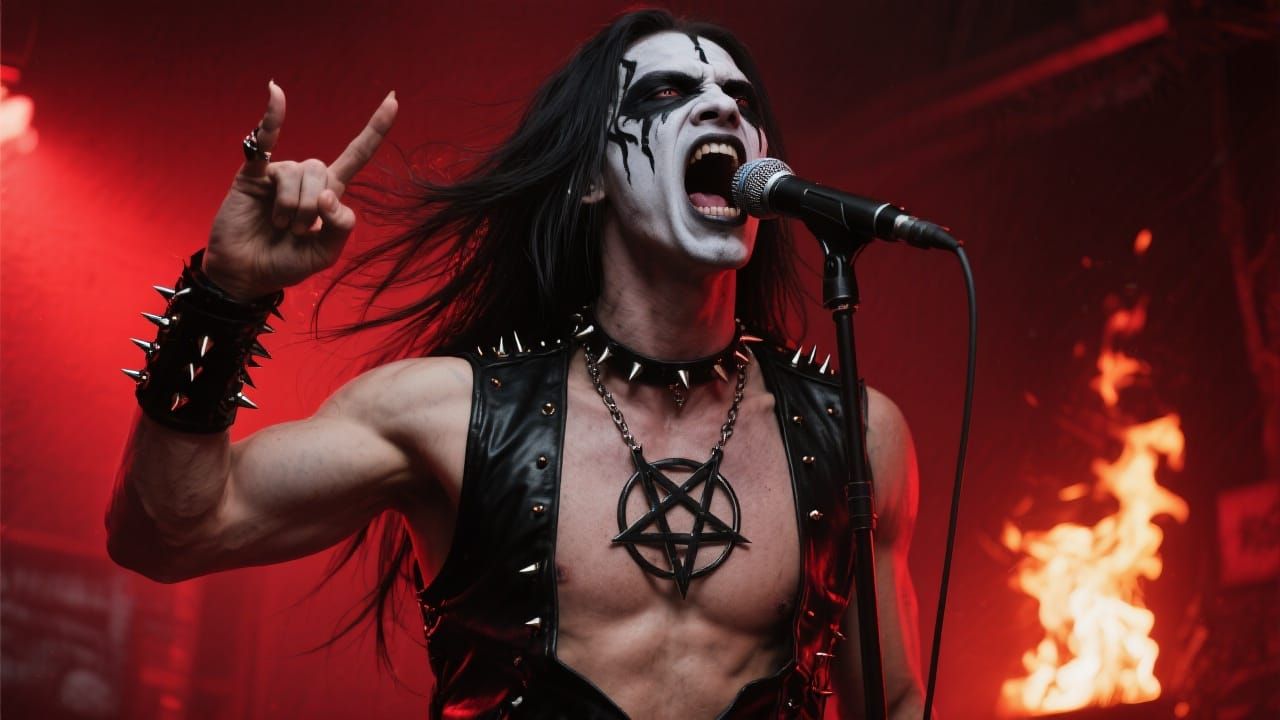 Black Metal Vocalist with Dramatic Corpse Paint