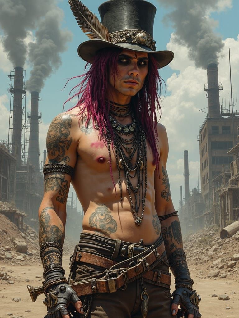 Post-Apocalyptic Punk Shaman in Dieselpunk Style