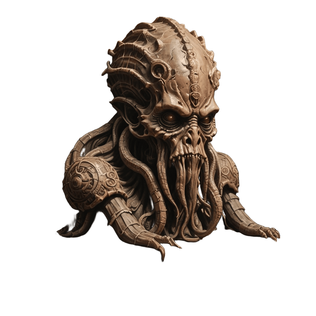 Lovecraftian Aztec Sculpture in Oil Paint Style