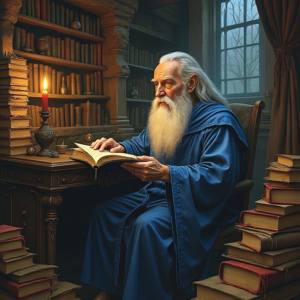 Wizard in Blue Robe Digital Art