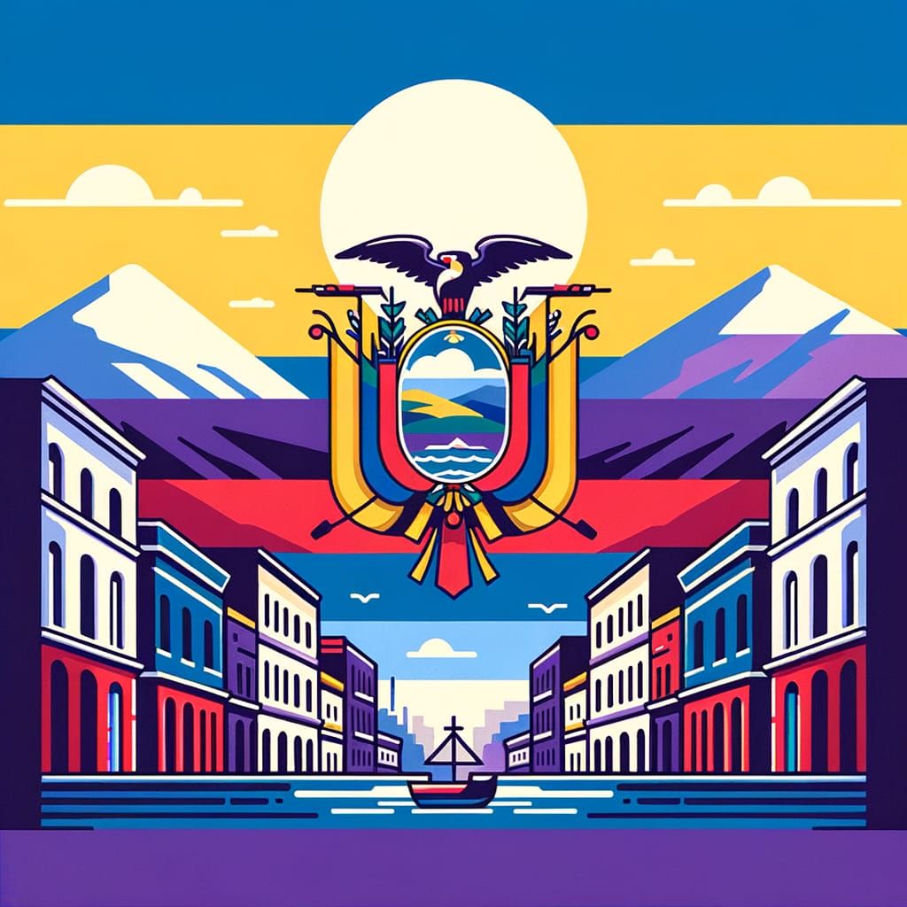 Ecuador Flag Redesigned with Purple and White Stripes