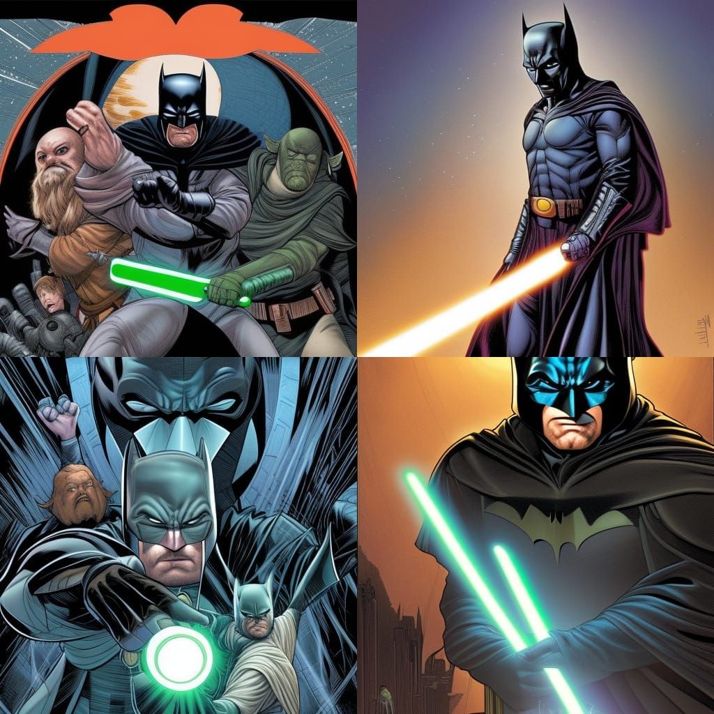 Jedi Master Batman in Comic Book Style