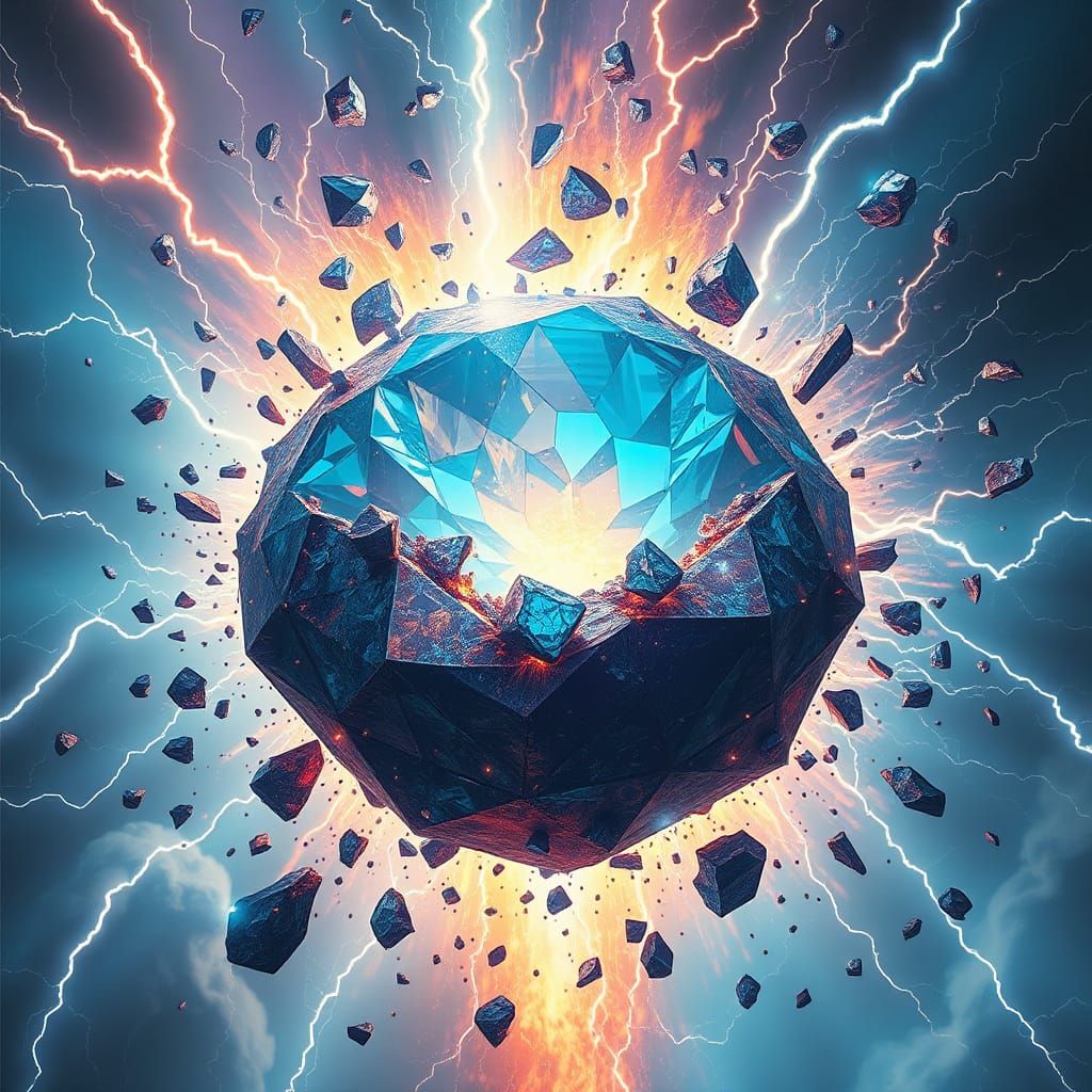 Blue Gemstone Shatters Releasing Lightning
