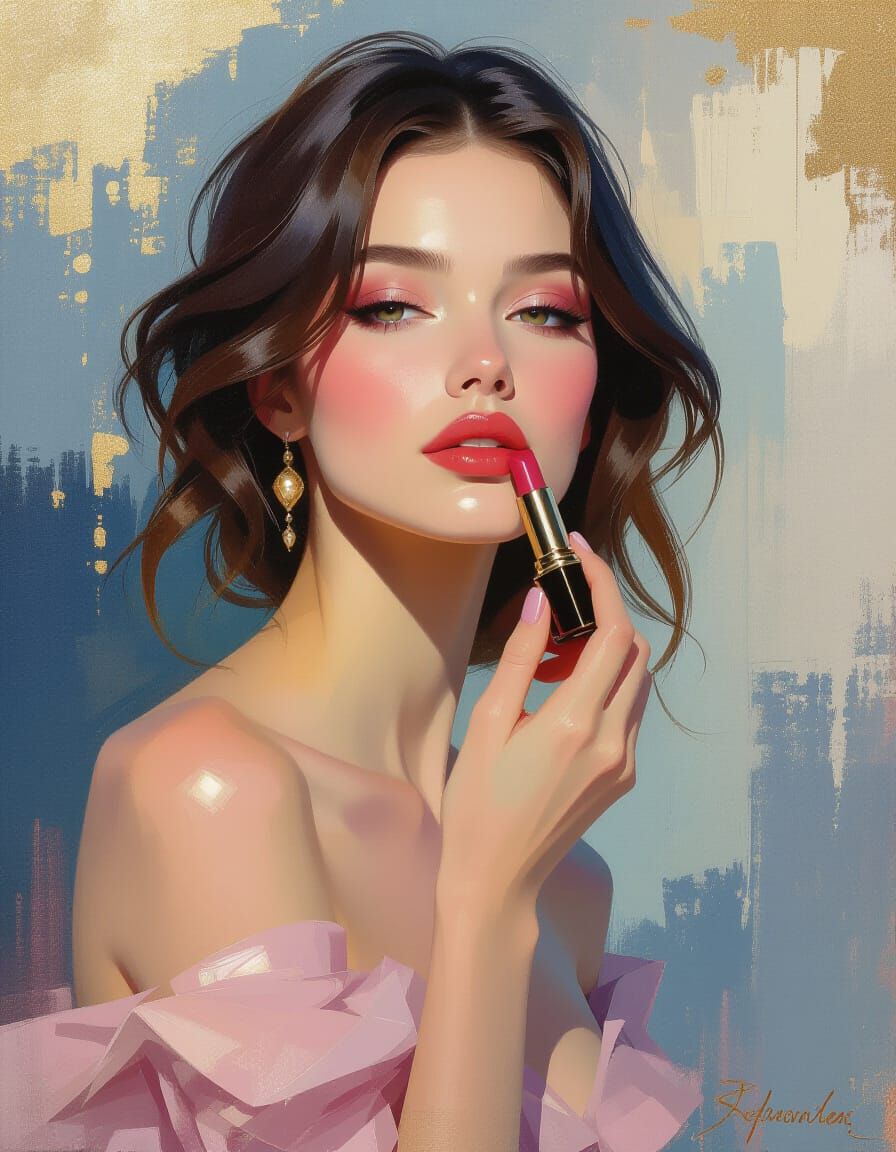 Applying Lipstick in Impressionistic Style
