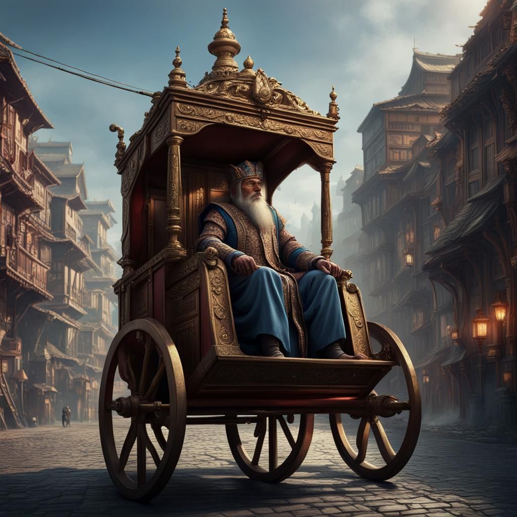 Fantasy Merchant in Port City, Digital Art