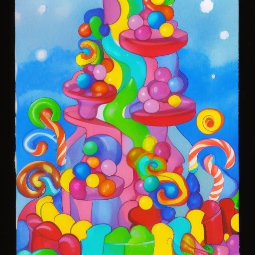 Vibrant Key in Candyland Gouache Wonderland