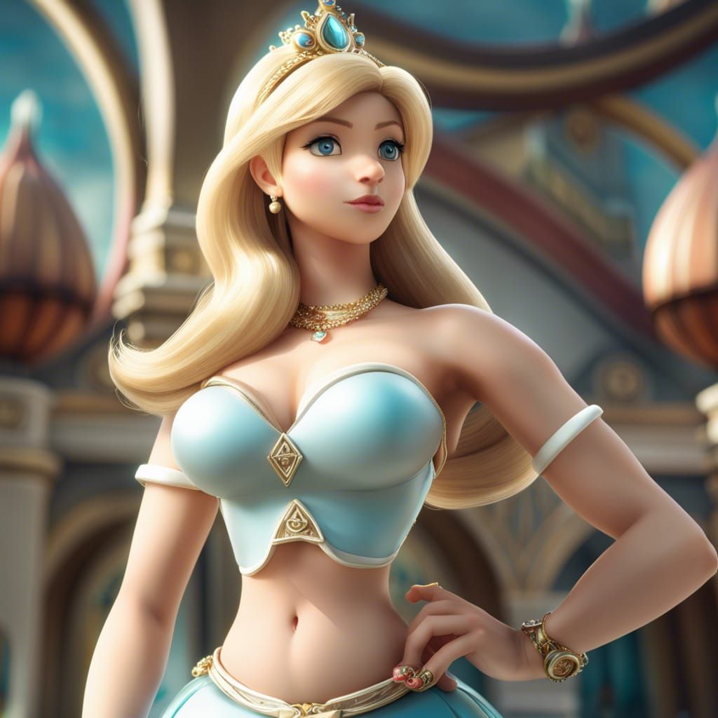 Hyperrealistic Woman with Exaggerated Proportions