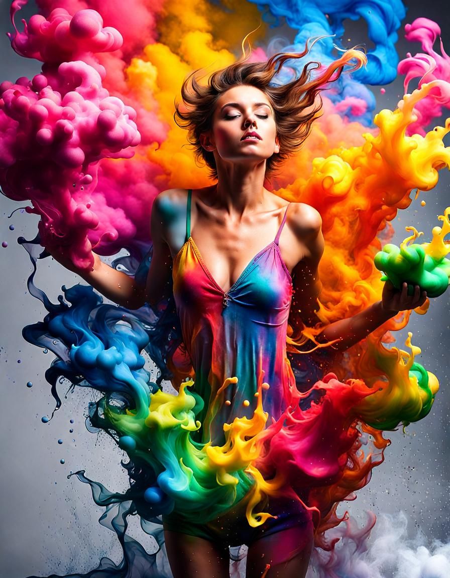 french painter making splash art