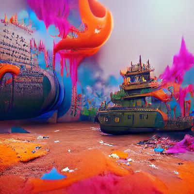 Fantastical Rap War in Detailed Matte Painting