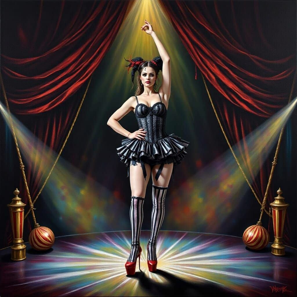 Exquisite Circus Cabaret Dancer in Renaissance Style