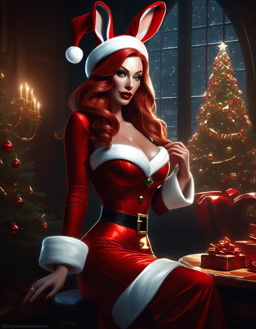 Jessica Rabbit as Santa Claus: Digital Illustration