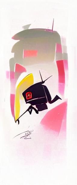 Cartoon Robot Boy in Abstract Expressionist Style