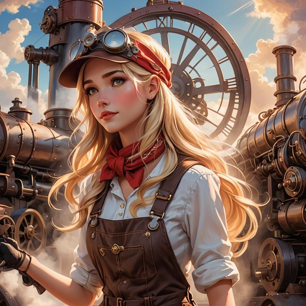 Steampunk Working Girl in Art Deco Style