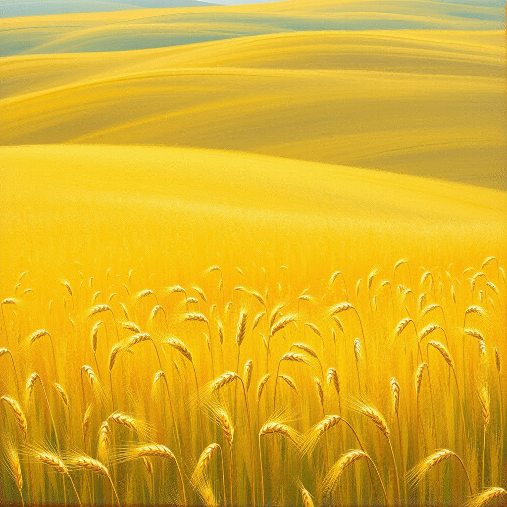 Golden Wheat Field Landscape in Impressionist Style