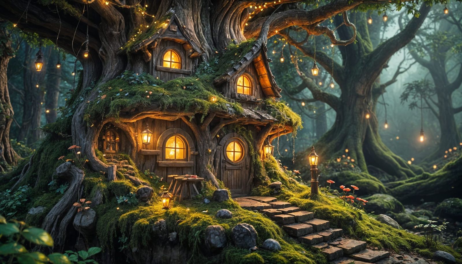 Magical Gnome House in Ancient Tree Trunk
