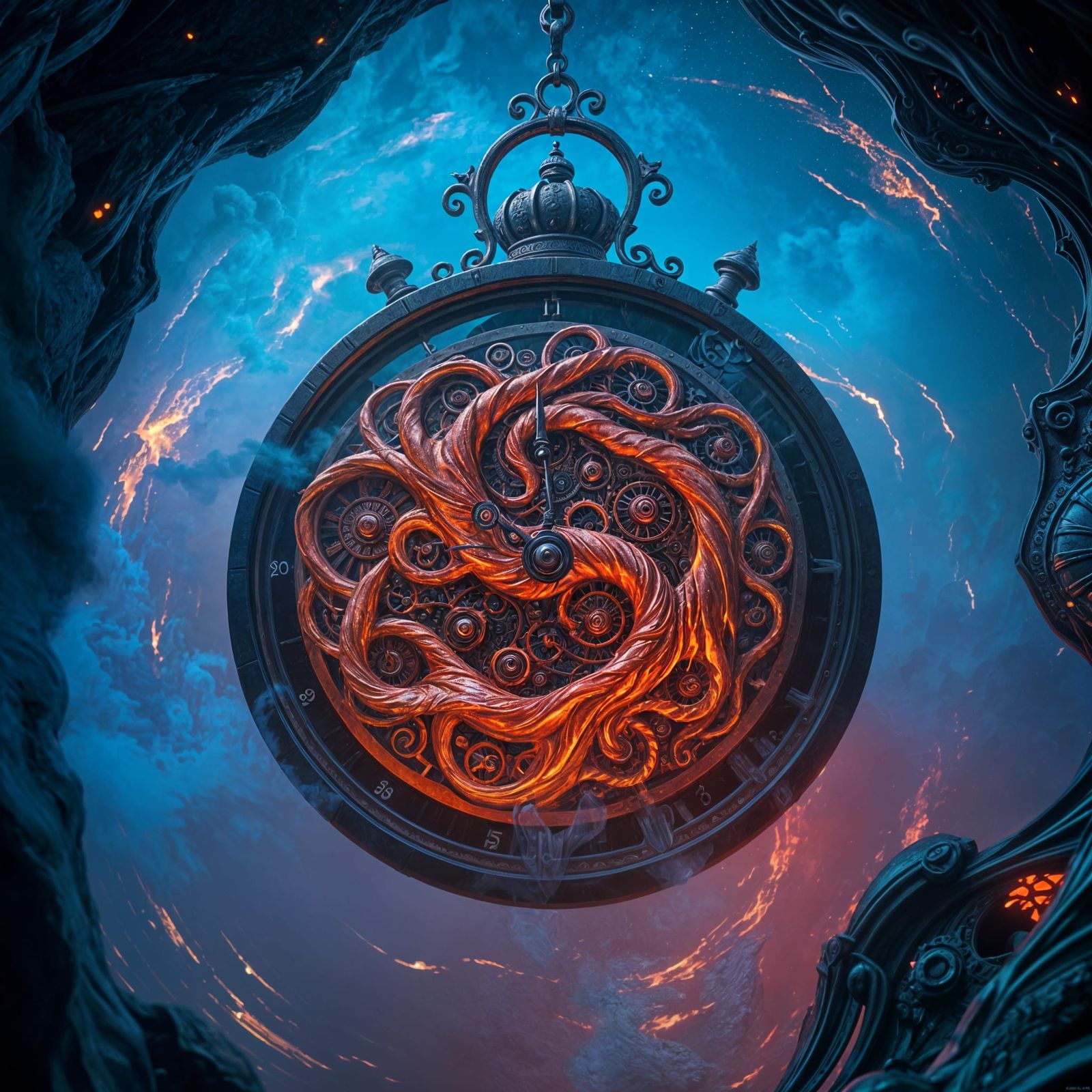 Fantastical Lava Clock in Deep Color