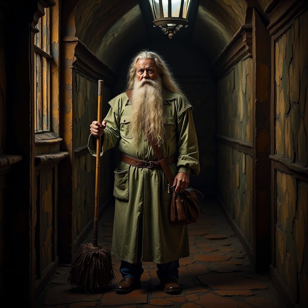 Gandalf as Janitor in Mystical Corridor