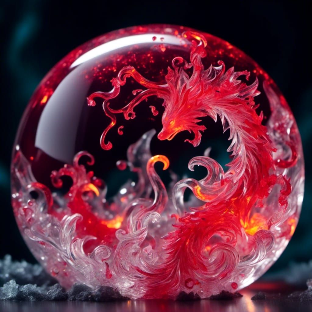 Fiery Glass Orb with Torrent of Magic