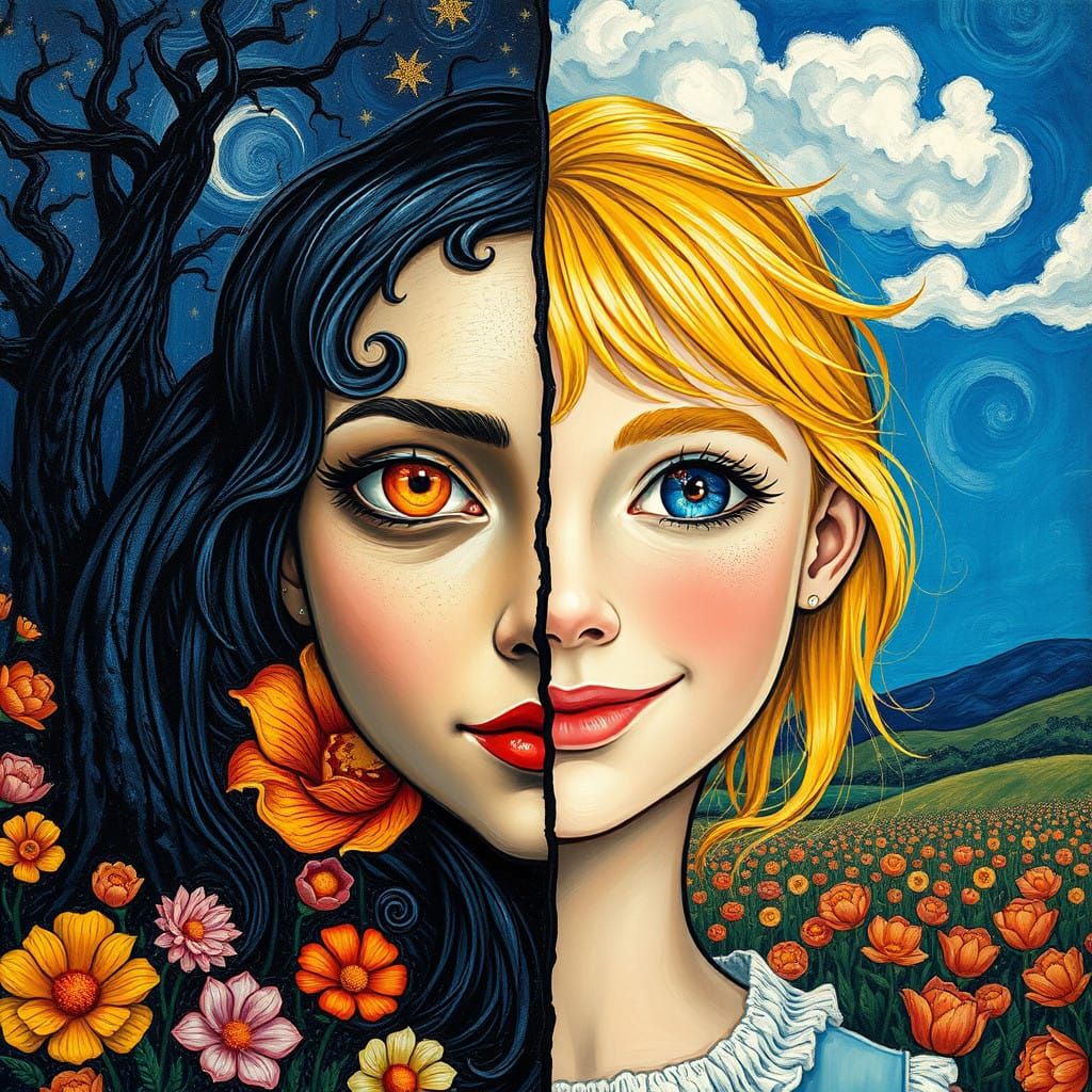 Post-Impressionist Girl with Dual Identities