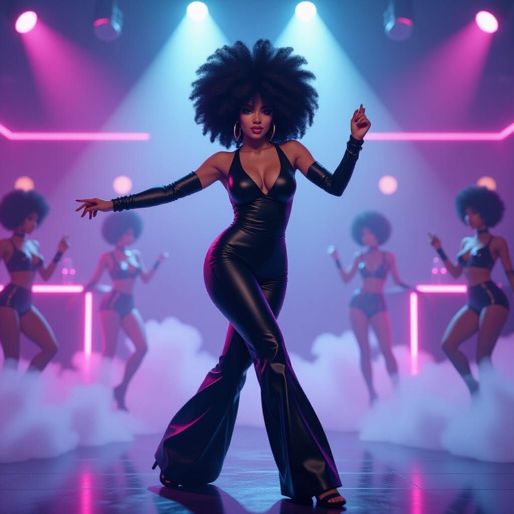 Energetic Afro Dance in Neon Nightclub, Anime Style
