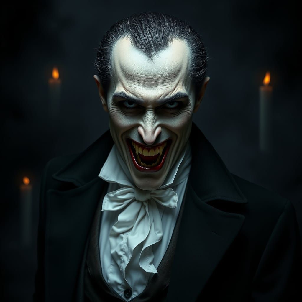 Gothic Vampire Portrait in Dark Victorian Attire