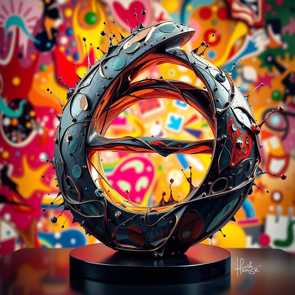 Modern Sculpture of Intertwined 6 and 7